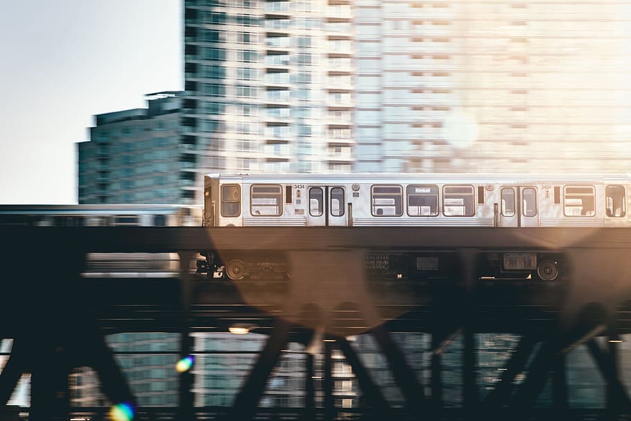 timelapse photography of passenger train, train on transit railway photography HD wallpaper