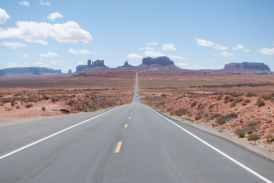 landscape, desert, highway, forrest gump point, arizona, utah, HD wallpaper