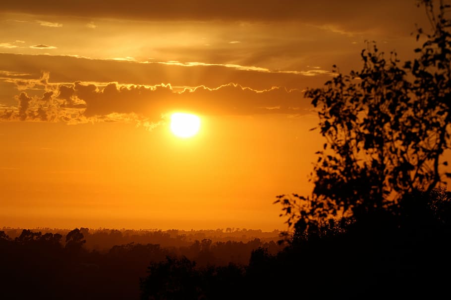 sunset, sky, fire, cloudscape, evening, atmosphere, horizon HD wallpaper
