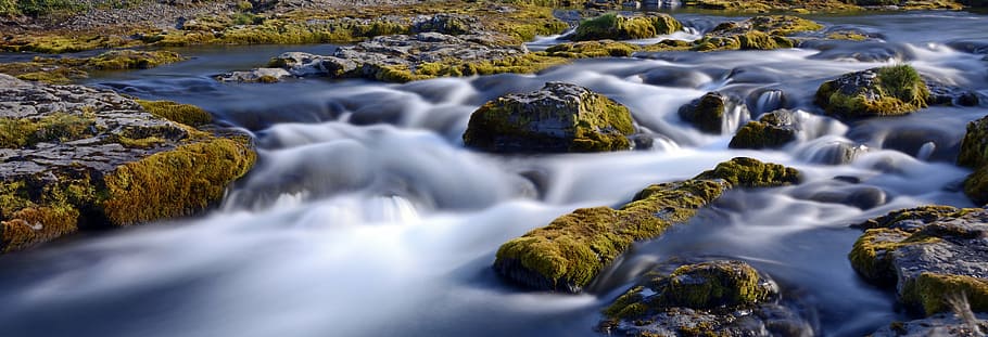 river art, kirkjufell river, flow, landscape, nature, iceland, HD wallpaper