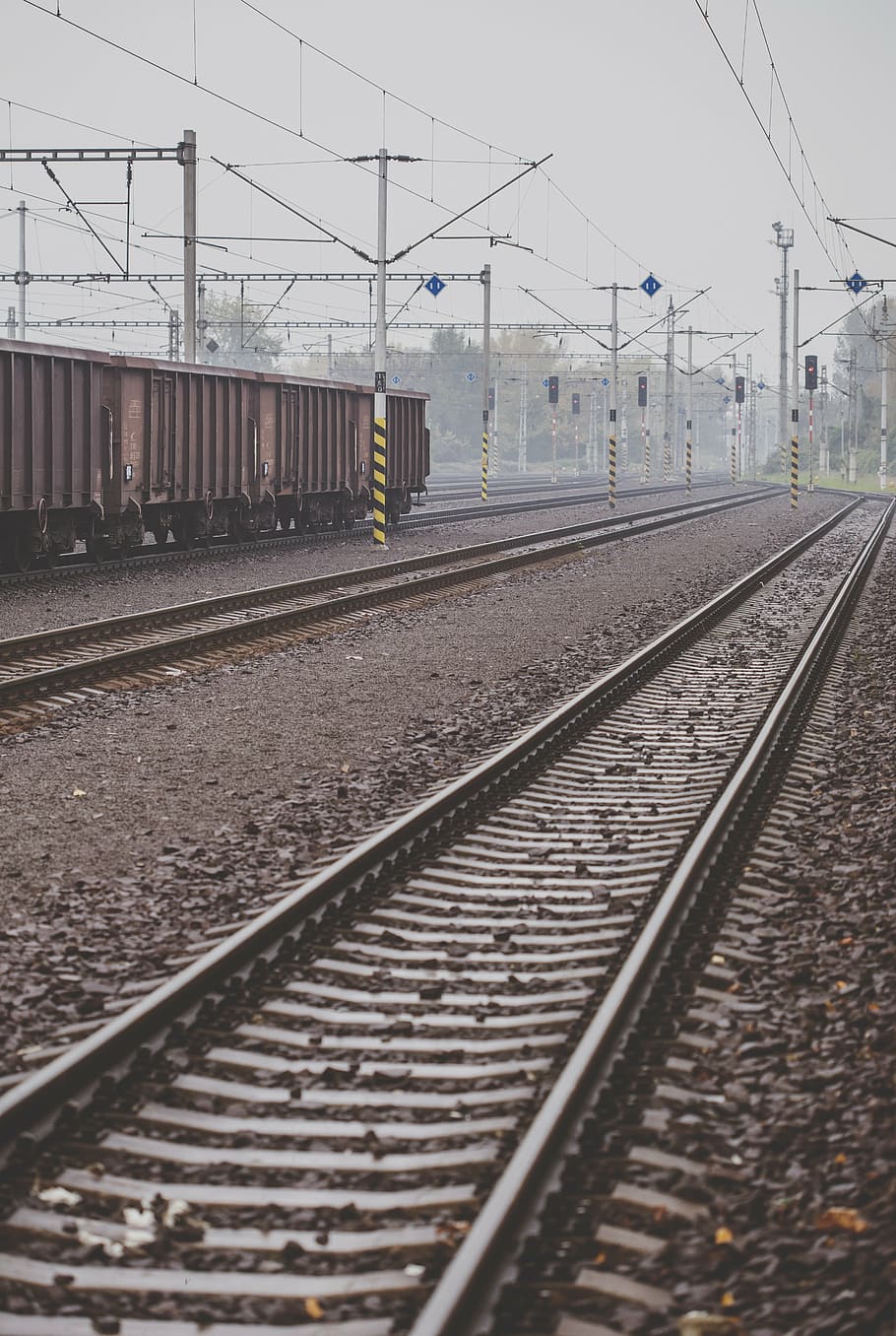 rain, rail, railroad, railing, station, transportation, locomotive HD wallpaper
