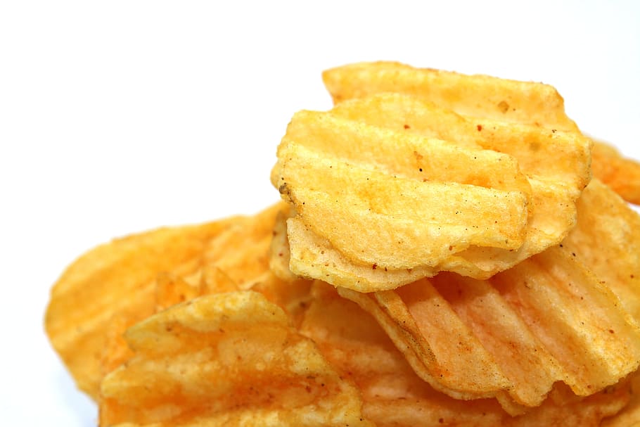 food, unhealthy, chips, snack, close-up, crisp, crispy, crunchy, HD wallpaper