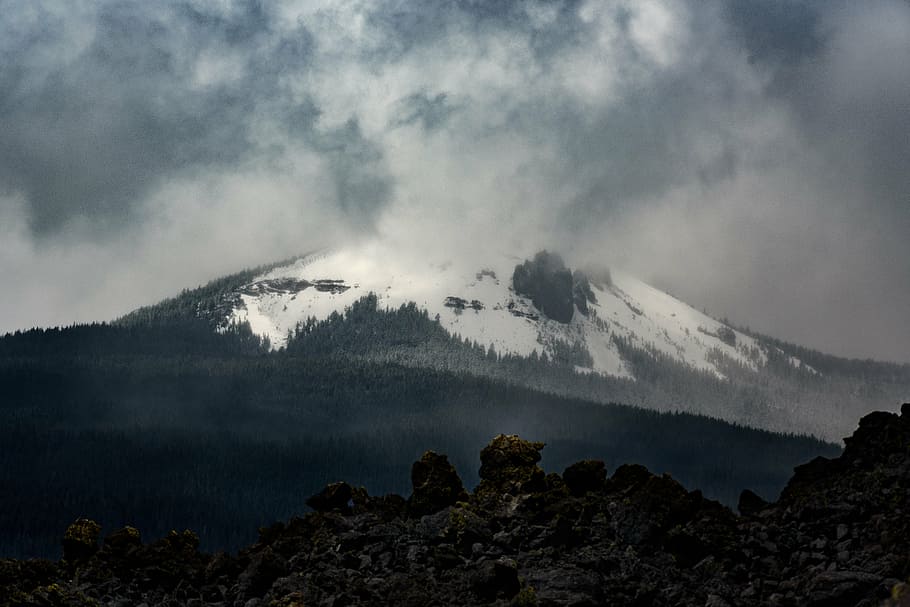 cloud, dawn, eruption, fog, landscape, light, mountain, outdoors HD wallpaper
