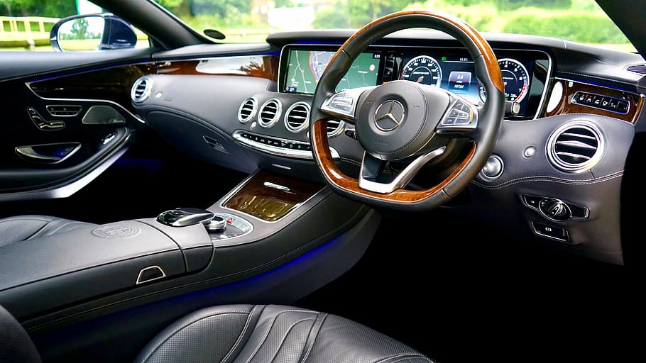 black and brown Mercedes-Benz vehicle interior, car, automobile, HD wallpaper