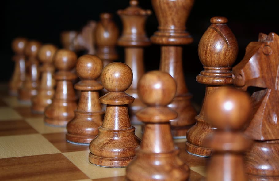 Desktop Wallpapers Chess from wood Closeup 1920x1080