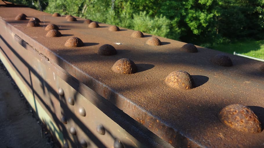 Stainless, Railing, Bridge, rusty, shadow, rivet, transportation HD wallpaper