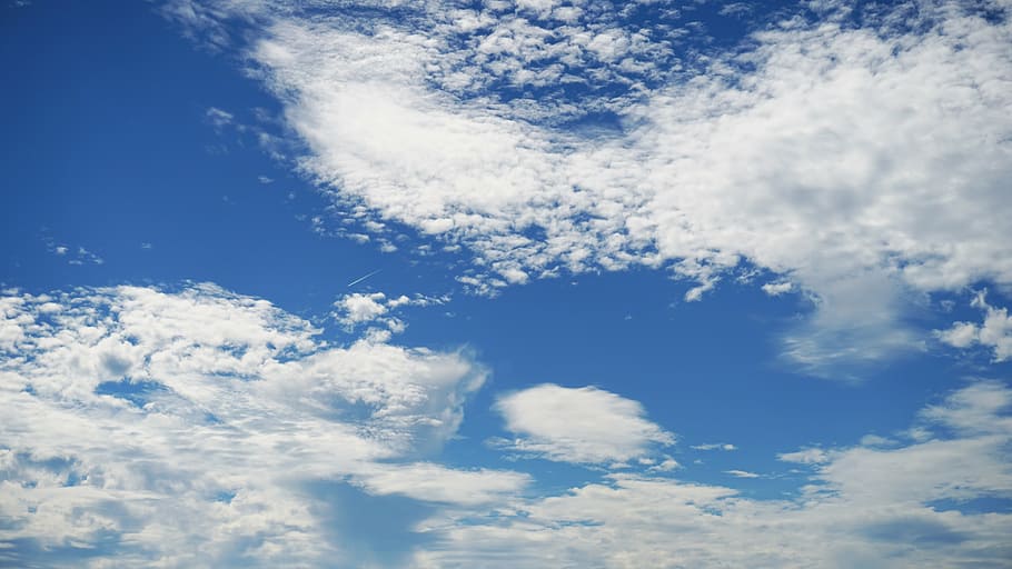 sky, clouds, clouds form, landscape, cloud - sky, blue, cloudscape HD wallpaper