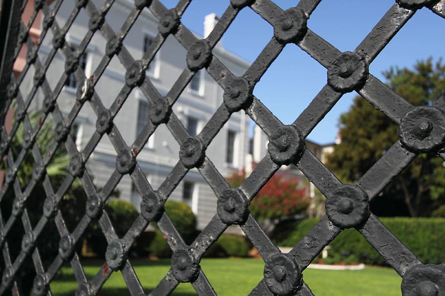 black steel fence, Iron Gate, Metal, Architecture, security, ornamental, HD wallpaper