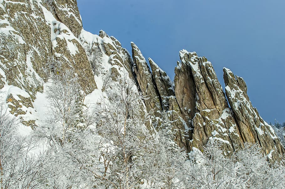 Hd Wallpaper Nature Mountain Stone Snow Landscape Coldly Winter