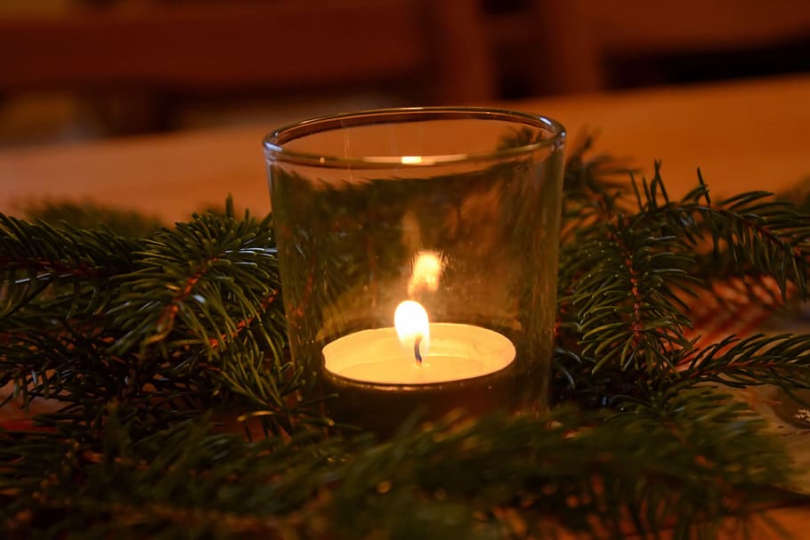 lighted tealight candle, Candles, Candlelight, Shimmer, Christmas, HD wallpaper