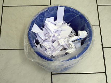 white paper lot in trash bin, recycle bin, waste, garbage, waste paper HD wallpaper