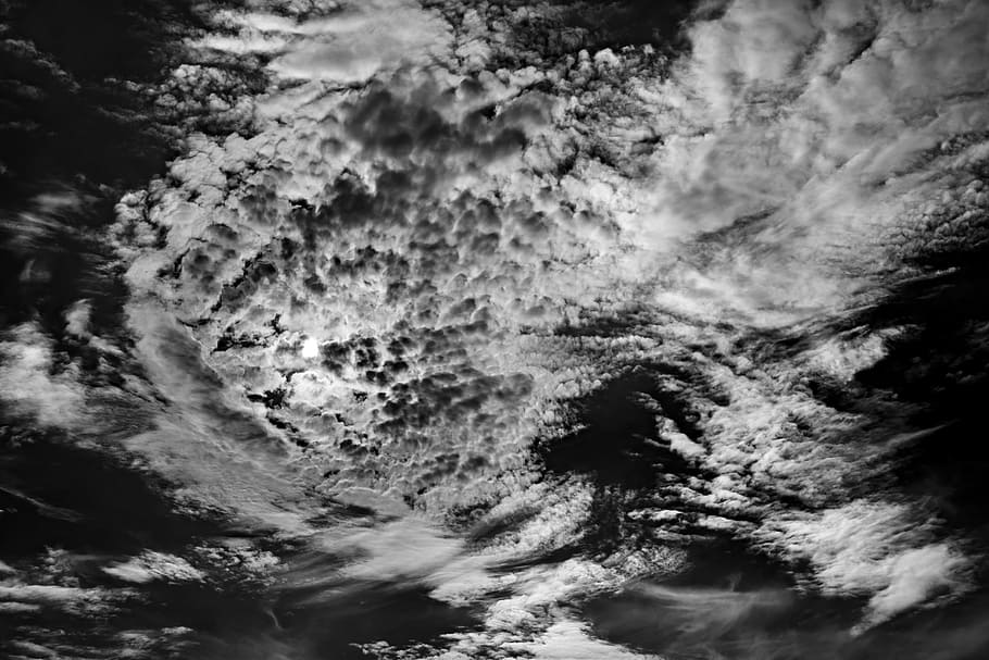 black white, clouds, sky, mood, dramatic sky, dramatic clouds HD wallpaper