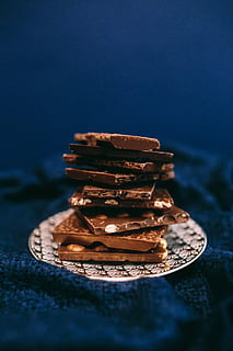 Close up a nut chocolate bar, sweet, candy, dark, food, dessert HD wallpaper