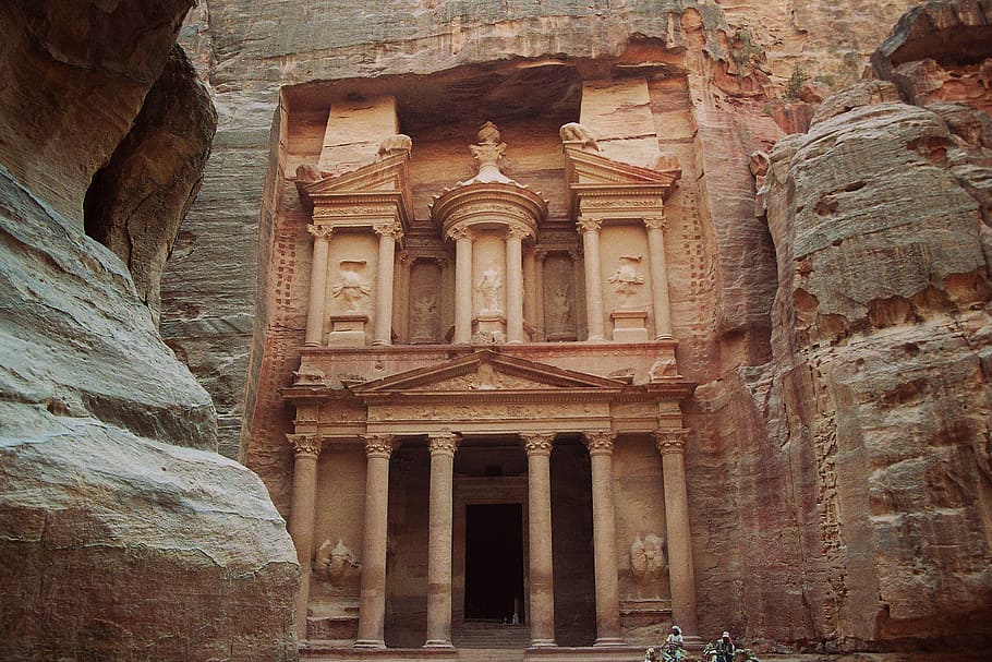 ruins during daytime, treasury, khazne firaun al, temple, petra, HD wallpaper