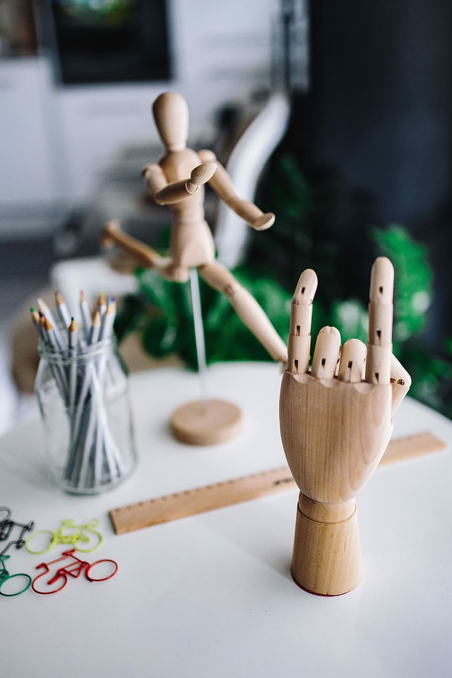 Premium Photo | Art concept, wooden figure for modeling poses of human and  paintbrush