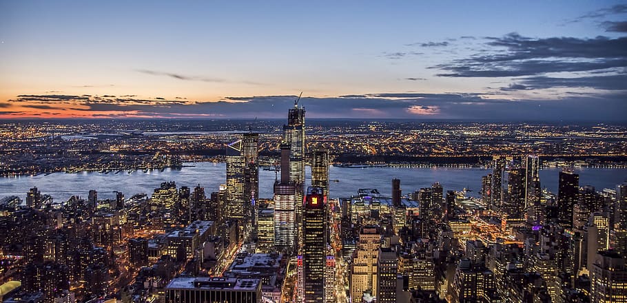 aerial view of buildings, panoramic, city, water, travel, cityscape, HD wallpaper