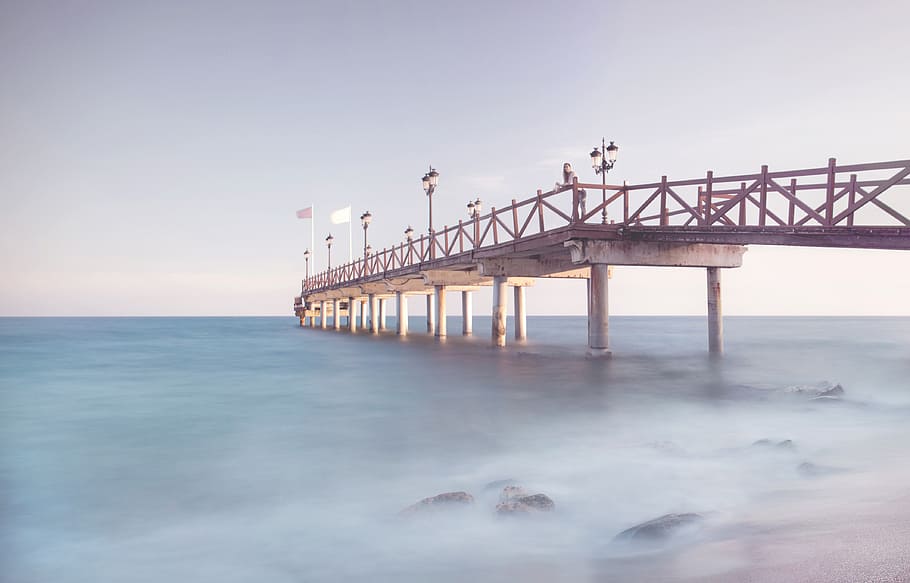 gray concrete bridge photo during daytime, web, andalusia, sunset HD wallpaper