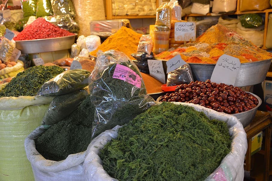 bazaar, orient, spices, market, choice, variation, food and drink HD wallpaper
