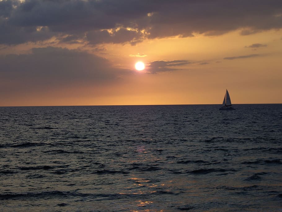 hawaii, sunset, ocean, sky, clouds, outdoors, scenic, tranquil HD wallpaper