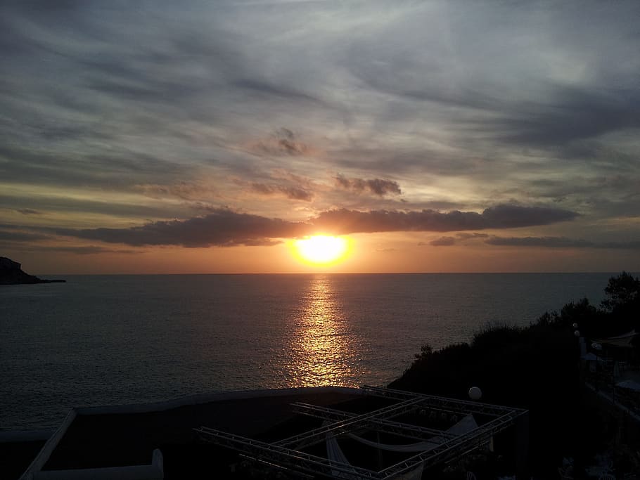 calm body of water during golden hour, Ibiza, Sunset, Evening HD wallpaper