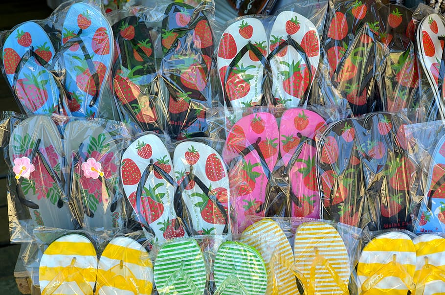 slippers, mountain pine, sandals, multi colored, retail, no people HD wallpaper