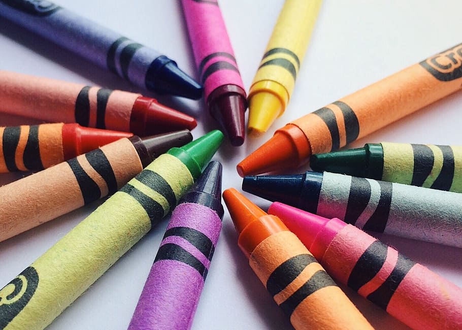 assorted crayons, drawing, school, education, creative, child HD wallpaper