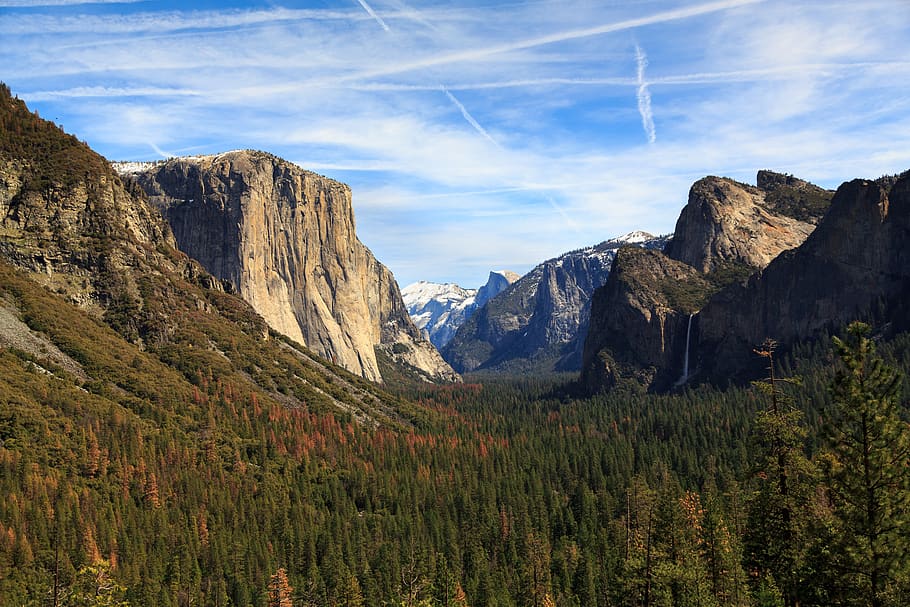 forest, mountain range, mountains, nature, sky, trees, environment HD wallpaper