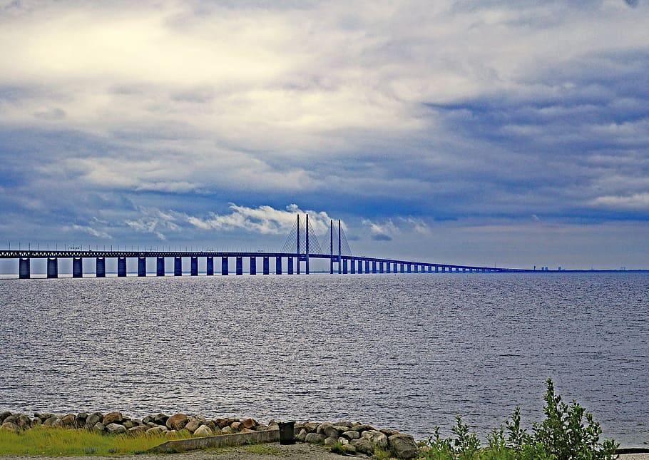 landscape photography of long bridge, oresund bridge, sweden, HD wallpaper