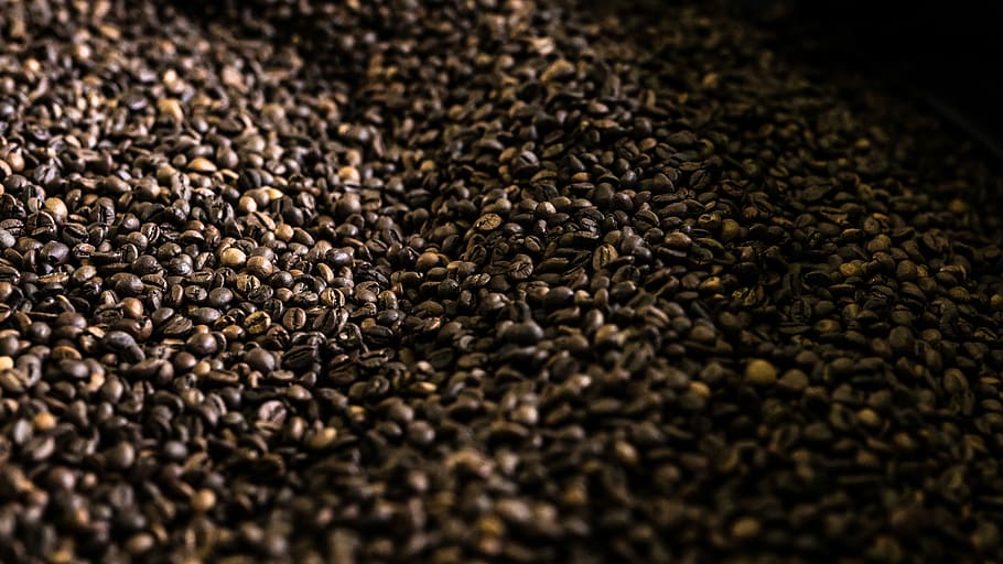 coffee grain lot, pile of brown coffee beans, pattern, texture HD wallpaper