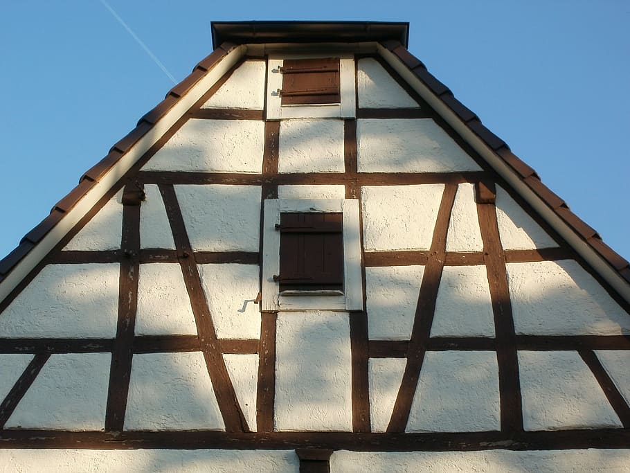 house, gable, pediment, timber framing, schwetzingen, building HD wallpaper