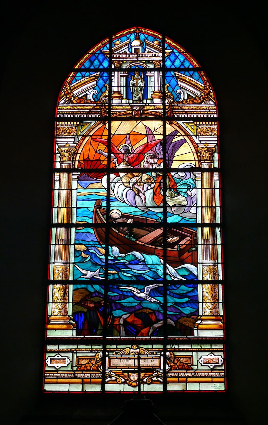 church, stained glass window, sainte anne d'auray, france, multi colored, HD wallpaper