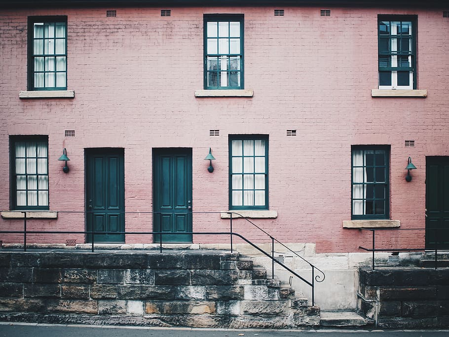 building, architecture, windows, steps, bricks, wall, city HD wallpaper