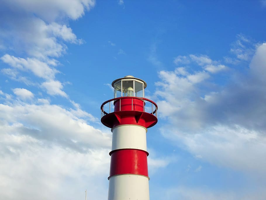 lighthouse, sky, clouds, white, cloud - sky, low angle view HD wallpaper