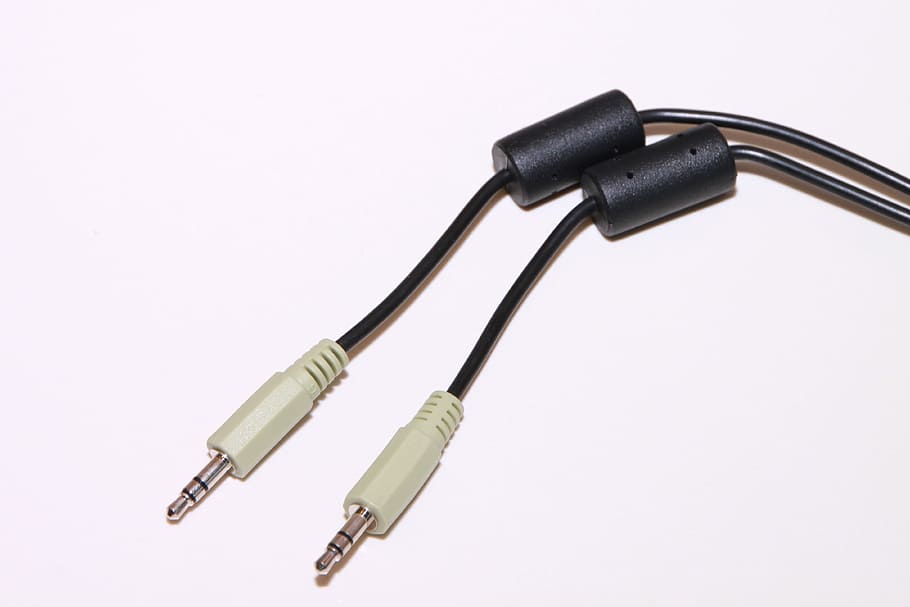 Audio, Cable, Extension, Ferrite, black, headphone, jack, plug, HD wallpaper