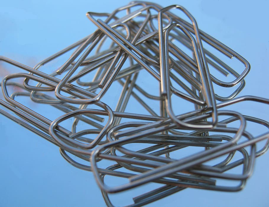 office, paper clips, several, metal, no people, still life, HD wallpaper