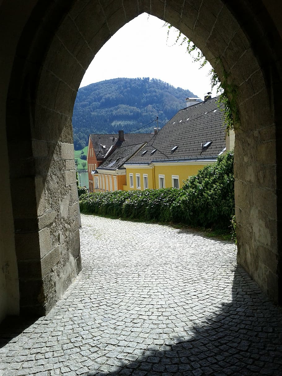 wachau, arch, passage, away, patch, homes, eng, alley, architecture, HD wallpaper