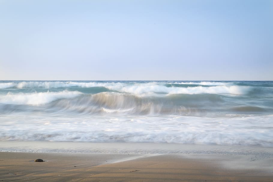 Sea, Waves, beach, sandy beach, himmel, coast, foam, water HD wallpaper