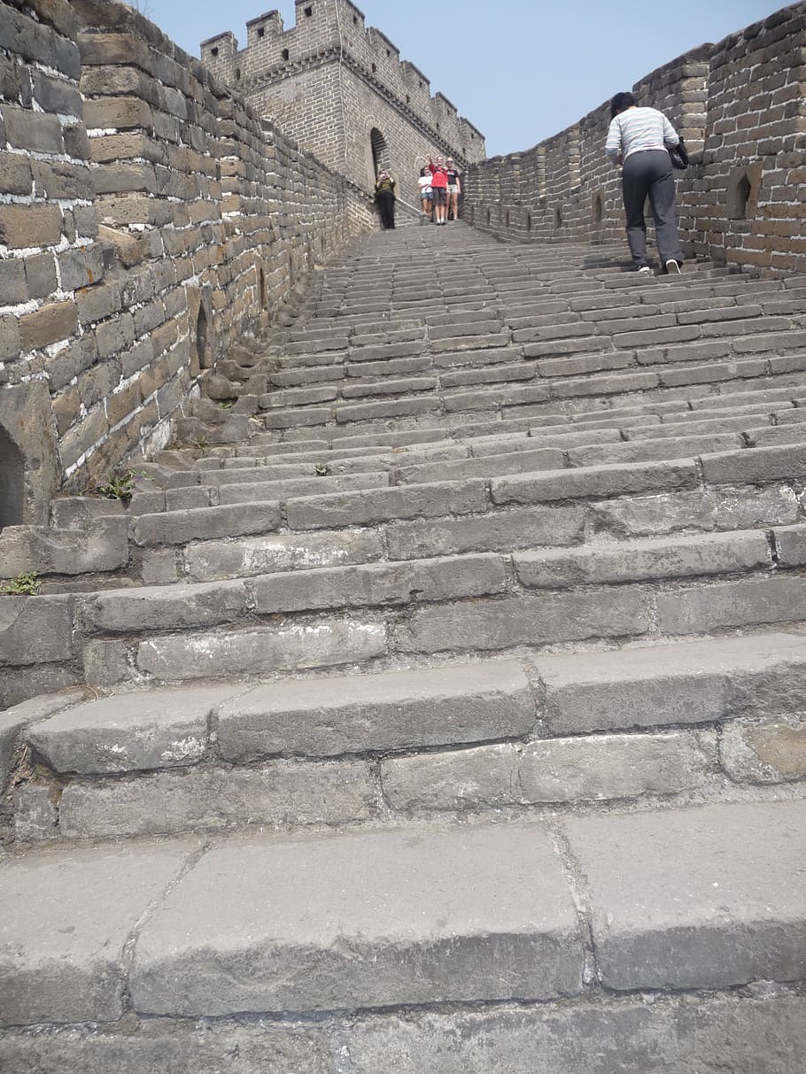 great wall of china, stairs, steps, upwards, ancient, stone, HD wallpaper