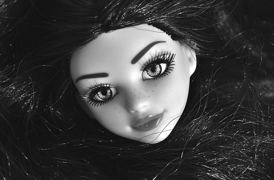 doll, pretty, face, eyes, glasses, beauty, hair, girl, play HD wallpaper