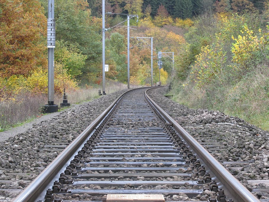train track, tracks, railway, rails, transport, rail transportation HD wallpaper