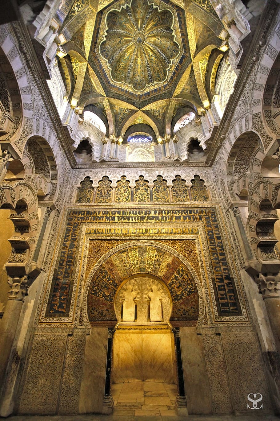 low-angle view of building interior, architecture, mosque, arabic HD wallpaper