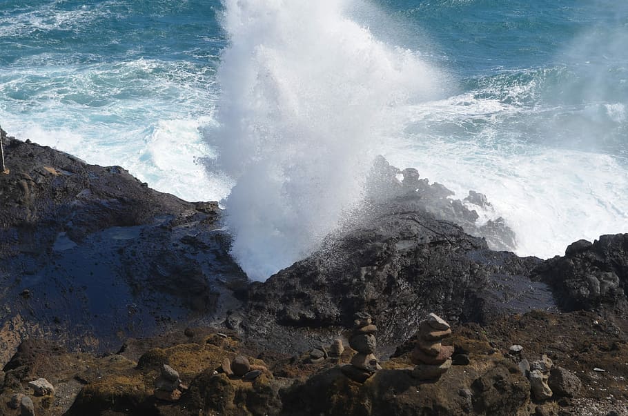 Blow Hole, Nature, Hawaii, Water, landscape, power in nature