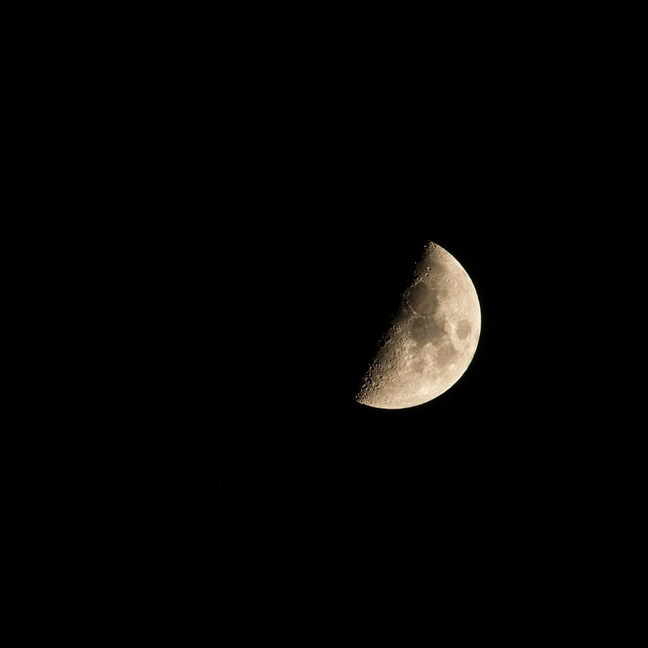 month, half, night, night sky, luna, space, moon, astronomy HD wallpaper