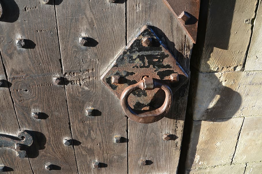 oak door, knob, handle, latch, wood, wooden, front, entrance HD wallpaper