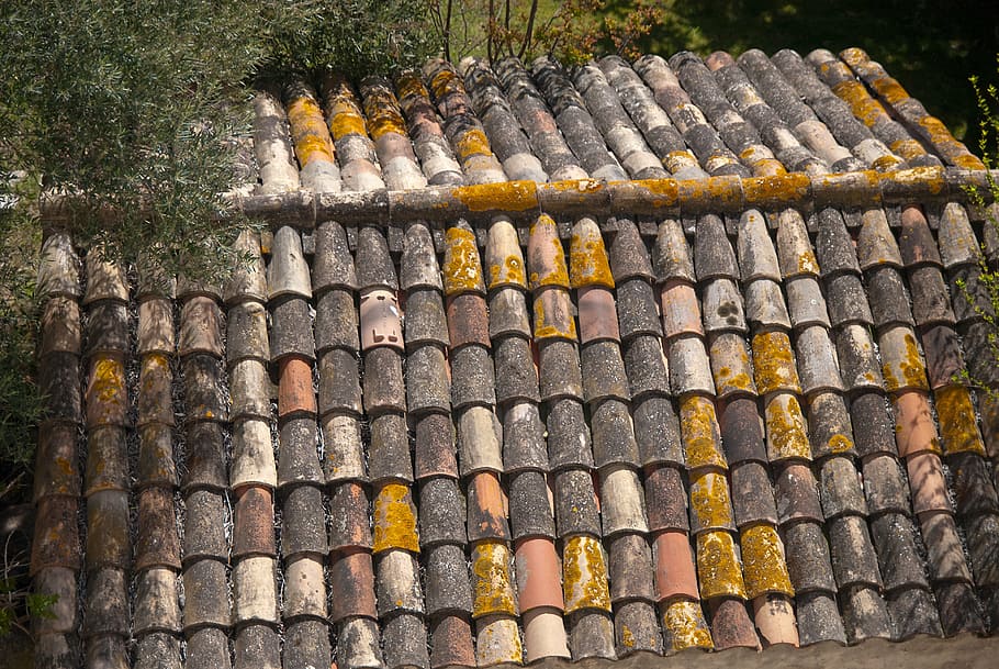 roof, brick, pattern, arrangement, no people, day, roof tile HD wallpaper