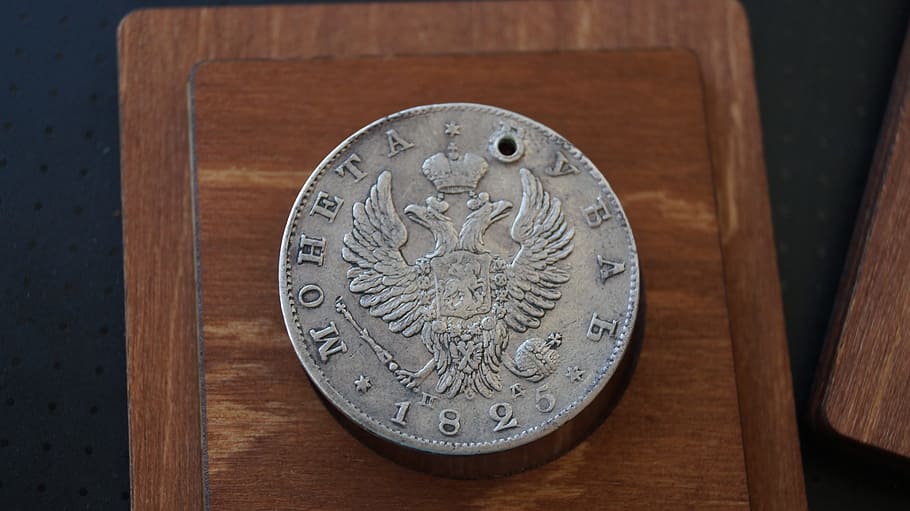 Ruble, Casket, Old, Coin, Russian, 1825, no people, wood - material HD wallpaper