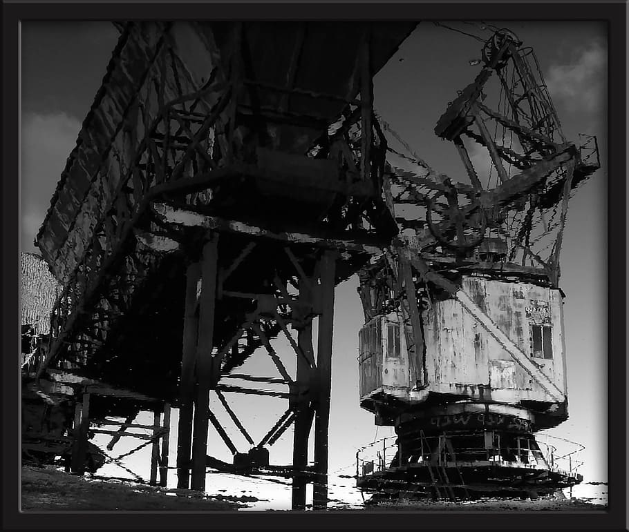 industry, coal, crane, heritage, metal, colors, port, wharf HD wallpaper