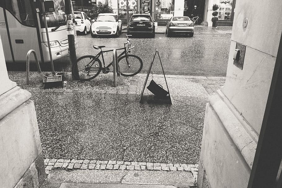 Rain, urban Scene, black And White, street, city Life, transportation HD wallpaper