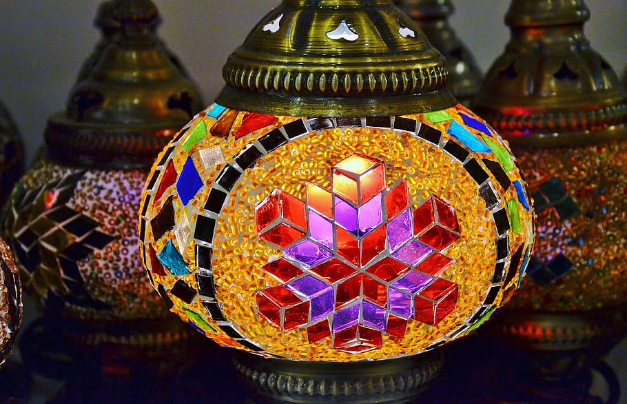 selective focus photography multicolored container, mosaic HD wallpaper