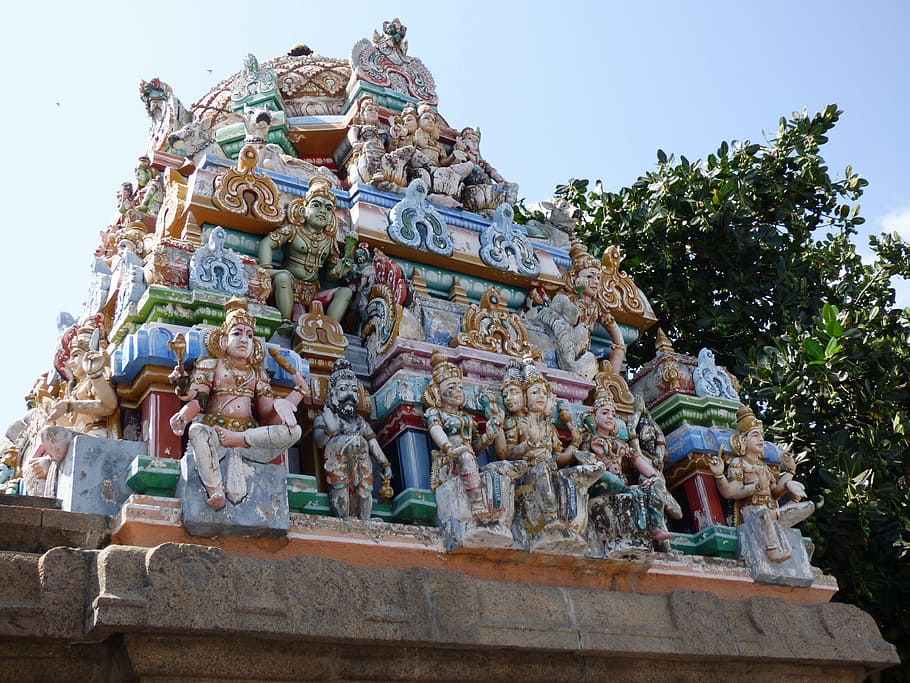 chennai, india, temple, low angle view, sky, religion, architecture HD wallpaper